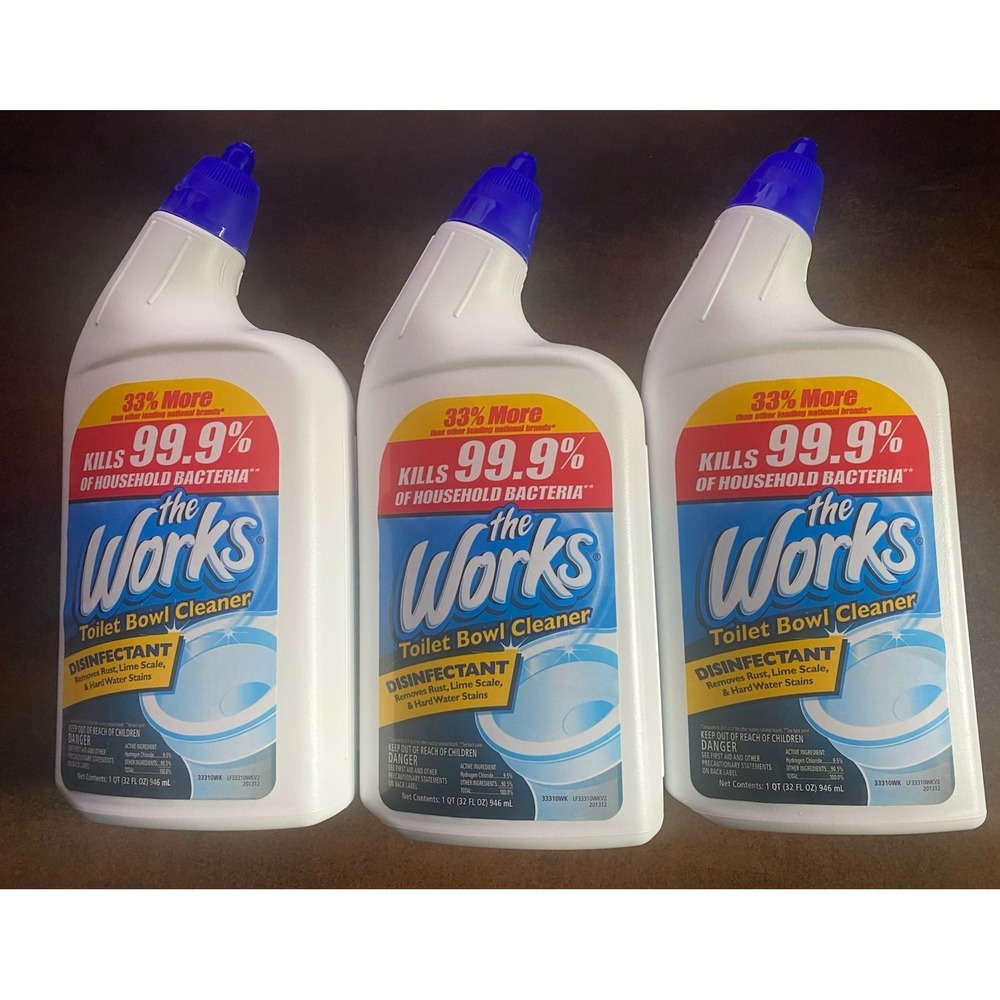 3 The Works Toilet Bowl Cleaner 32 oz Rust,lime, Scale, Hard Water DISINFECTANT